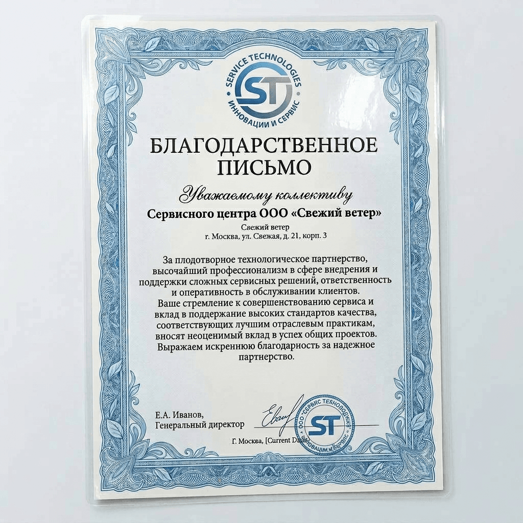 Благодарность от Бирюса Technologies